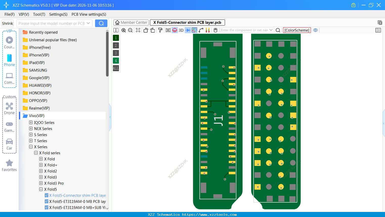 X Fold5-Connector Shim PCB Layer